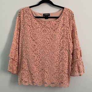 Blush Floral Lace 3/4 bell sleeve | Liz Claiborne
